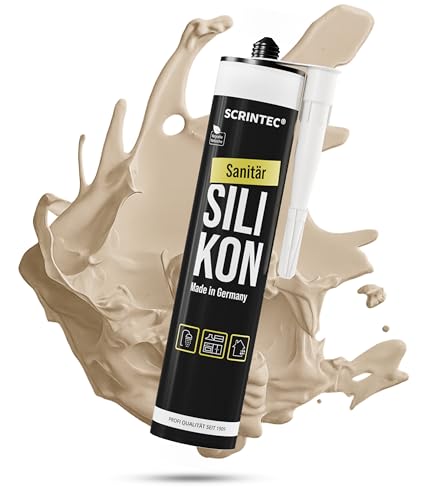 SCRINTEC Sanitär Silikon bahamabeige (310 ml) Premium Dichtstoff für Bad & Küche Wasserfest langlebig & schimmelresistent Perfekt für Fugen in recycelter Kartusche Made in Germany