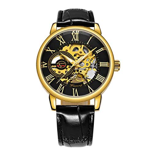 FORSINING Analogue Mens Watch (Gold Dial Black Colored Strap) (B07KX3VPTK) Amazon Price History, Amazon Price Tracker