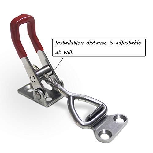 CUKAYO 2pcs Toggle Latch Clamp 4001, Adjustable 304 Stainless Steel Pull Hasp Latches, Quick Release Hand Tool Toggle Clamp for Smoker Lid Jig,Case Trunk,Door,220Lbs Holding Capacity