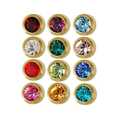 Caflon Surgical Steel Mini Gold 3Mm Ear Piercing Earrings Studs 12 Pair Mixed Birth Stones, Yellow Metal #TOP1