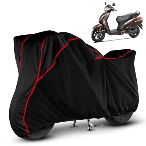 Image of Heavy Duty Waterproof Scooty Cover for Honda Activa 6G | All Weather Protection from Rain, Dust, Sun & Scratches | Universal Fit for All Bike & Scooty | Black Red Piping | Activa 6G Scooty Cover