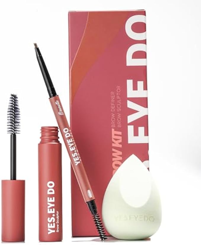 Makeup Kit for Eyebrow, Dual-ended Eyebrow Pencil and Brow Gel Clear 2 in 1 Eyebrow Set, Eyebrow Makeup Set for Brows Defining Filling Shaping,Brunette