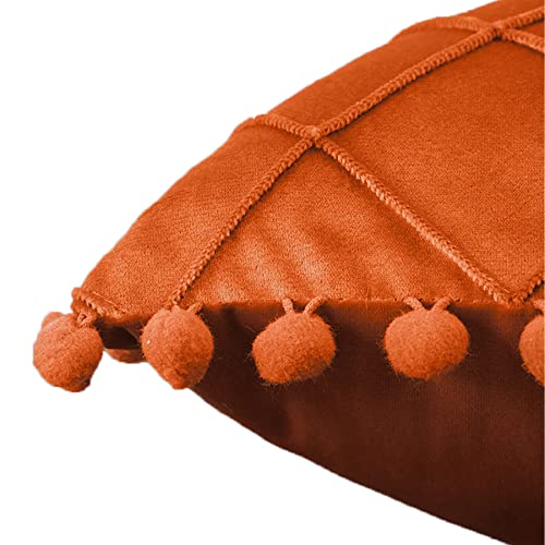 Dongchen Pack Of 2 Soft Velvet Decorative Throw Pillow Covers With Tassel, Accent Square Pillowcase, Elegant Yet Minimalist Cushion Case Set For Couch Sofa Bedroom Living Room Home Decor 18X18 Orange #TOP4
