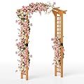 HAPPYGRILL 7.5 FT Garden Arch, Outdoor Wooden Arbor Trellis for Climbing Plants, Wedding Arch for Ceremonies Parties, Solid Wood Backdrop Stand, Backyard Pergola, Greenhouse Patio Lawn Decoration