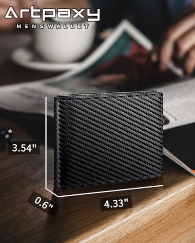 Image of Artpaxy Mens Wallet Bifold Genuine Leather RFID Blocking Wallet for Men with 1 ID Window 13 Card Holders 2 cash pockets 1 Gift Box