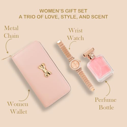 Thy Kalpavruksha Women's Gift Set Wallet, Watch, Perfume - Pink - Image 4