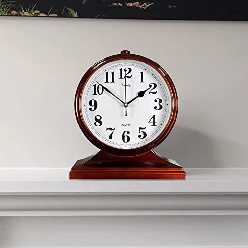 Desk Clock For Table Decor,Retro Mantel Clock Battery Operated For Fireplace Mantel, Living Room,Bedroom,Office,Desktop Decoration (Brown) #TOP2