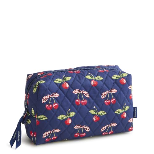 Vera Bradley Womens Premium Cotton Medium Cosmetic Bag Makeup Organizer & Travel Toiletry Storage Cherry Picking