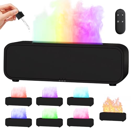 Difusor de aroma de llama, difusor de aceites esenciales con mando a distancia, 250 ml, difusor de aceite aromático, difusor de llama, 7 tipos de colores de luz LED con temporizador, difusor de aroma