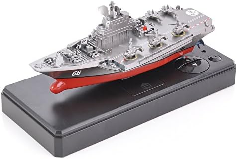 2.4 GHz RC Boat Double Motor Ship Navy Aircraft Carrier Sailing Model Remote Control Child Gift Toys (Silver)