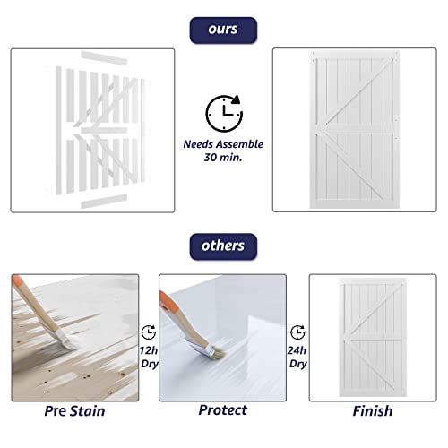 Coshomer 48In X 84In Mdf Sliding Barn Door With 8Ft Barn Door Hardware Kit & Handle, Pre-Drilled Holes Easy Assembly -Solid Wood Slab Inside Covered With Water-Proof Pvc Surface, White, K-Frame #TOP3