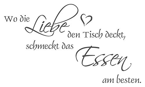 timalo® Wandtattoo für die Küche, Esszimmer - Wo die Liebe den Tisch deckt, schmeckt das Essen am besten | 68037-a1-grau-180x90 Cover