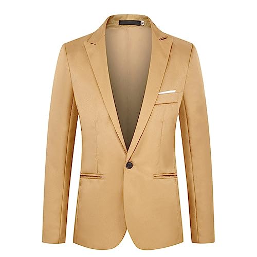 Genérico Blazer Militar Hombre, Americanas De Hombre De Primavera con Solapa Color Puro Delgada Casual Negocios Chaqueta Delgada Primavera Y Verano Chaqueta De Traje con Bolsillo Y Botón
