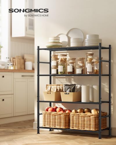 SONGMICS 4-Tier Storage Shelves, Steel Wire Shelving Unit, Easy Assembly Organizer Rack, 31.5 x 11.8 x 43.7 inch, Matte Black, for Kitchen Pantry, Dacey-Old Collection UBSC284BD01 - Image 2