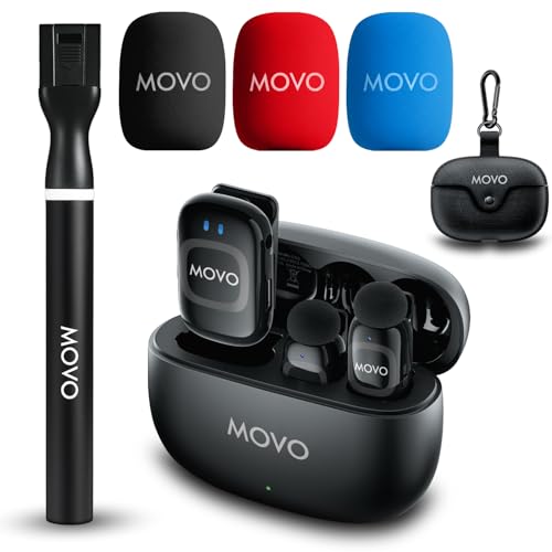 Movo NanoMic Wireless Lavalier Microphone for Camera &ndash; Clip-On TRS Mic System for DSLR...