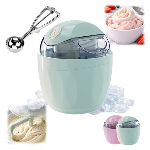 Mini Ice Cream Maker, Personal Ice Cream Maker, 15-Min Fast Single Serve Frozen Yogurt, Gelato & Sorbet Maker, One-Touch Compact Ice Cream Machine with Pre-Freezer Bowl for Kitchen & Dorm (Green)
