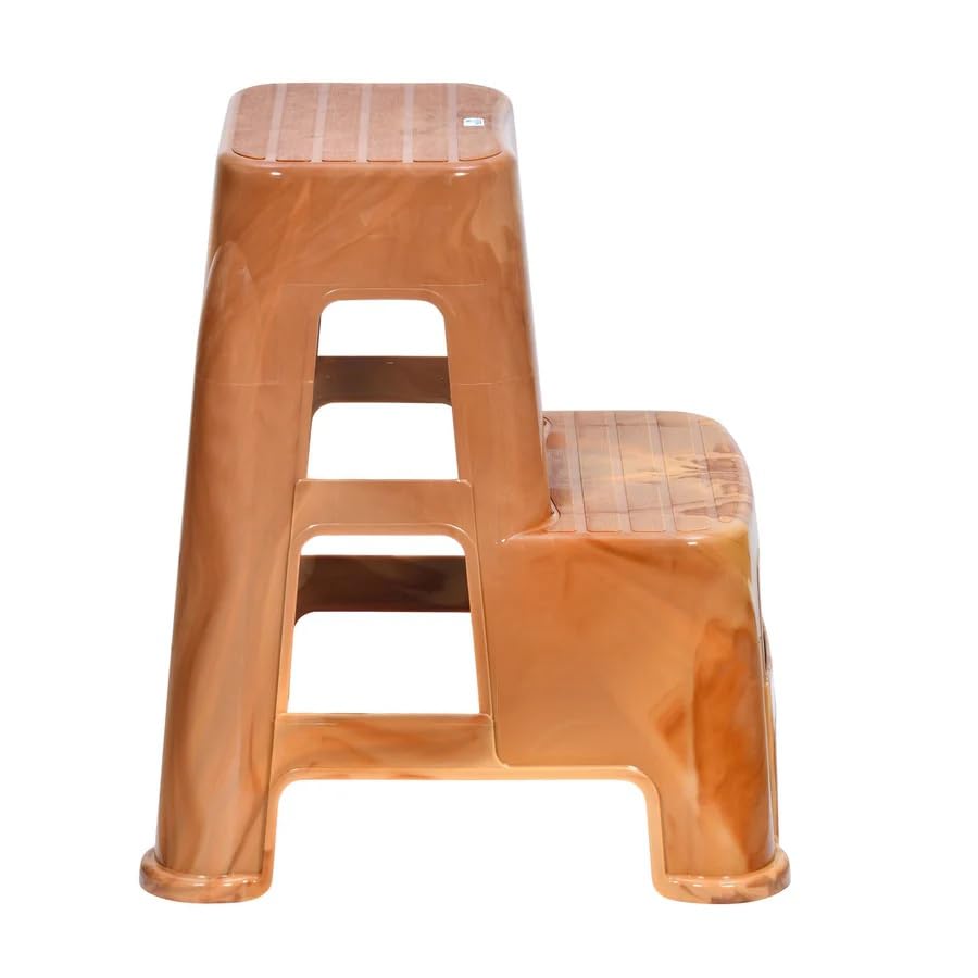 Image of Nilkamal STL21 Step Stool for Home, Bedroom, Bathroom, Kitchen, Living Room, Office, Adult, Kids, Children's and Garden Stool with 100Kg Load Capacity (Pear Wood)