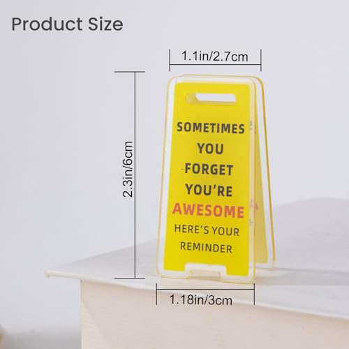 Funny Sticky Note Holder – 6 Pack Note Holder Clips, Overstimulated Desk Sign for Office, Hilarious Desk Signs for Coworkers, Perfect Funny Office Gifts (Yellow)