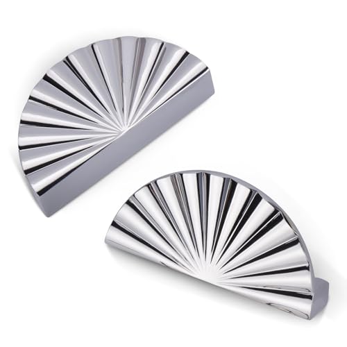 10 Pack 3 Inch (76mm) Polished Chrome Cabinet Pulls Cup Flat Drawer Handles Kitchen Cupboard Pull Bathroom Dresser Sunflower Handle Unique Hardware fo