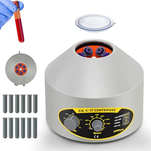 CGOLDENWALL Centrifugeuses de Laboratoire, 4000rpm, 1790xg RCF, 6*15ml, PRP Centrifugeuse Numérique de Bureau avec 60 Minutes et 2 Jeux d'Adaptateurs, Tubes à Centrifuger 5/10ml Vacutainer & 10/15ml