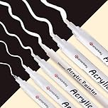 hautllaif White Gel Pen Set, 6PCS Acrylic Paint Pens with Multi-Size Nibs for Art, Journaling, Sketching on Black Paper, Scrapbooking, Permanent White Ink Marker for Multiple Surfaces