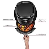 CHEFMAN Small Air Fryer Healthy Cooking, Nonstick, User Friendly and Digital Touch Screen, w/ 60 Minute Timer & Auto Shutoff, Dishwasher Safe Basket, BPA-Free, Glossy Black, 3.5 Qt.