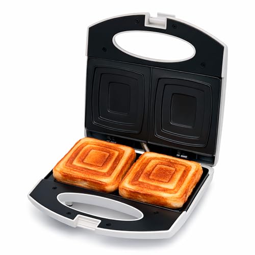 JATA JESW1232 - Sandwichera Eléctrica para 2 Sándwiches con Placas Antiadherentes Sin PFOA, Tostado Rápido y Sellado Perfecto, Indicadores Luminosos, Almacenamiento Vertical y Horizontal