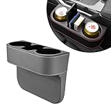 DXNQ Car Cup Holder Gap Filler Organizer, Multifunctional Auto Front Console Gap Filler with Cup Holder, Leather Extra Cup Holder Storage Box for Car Truck SUV, Car Accessories (Gray)