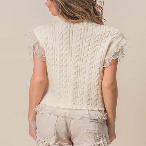 Image of Women Graphic Sweater Vest Y2k Knit Tank Top Lightweight Pullover Top