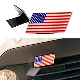 Front & Tailgate 3D America Flag Grille Emblem Badge - Car Front Grill Badge Sign Emblem, Auto Bumper Fenders Decoration Sticker Decals Car Body Exterior Decor Accessories (USA Flag)
