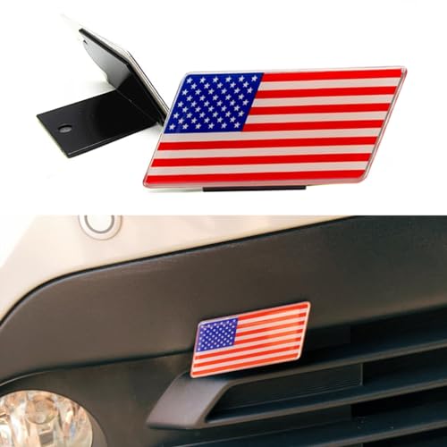 Image of Front & Tailgate 3D America Flag Grille Emblem Badge - Car Front Grill Badge Sign Emblem, Auto Bumper Fenders Decoration Sticker Decals Car Body Exterior Decor Accessories (USA Flag)