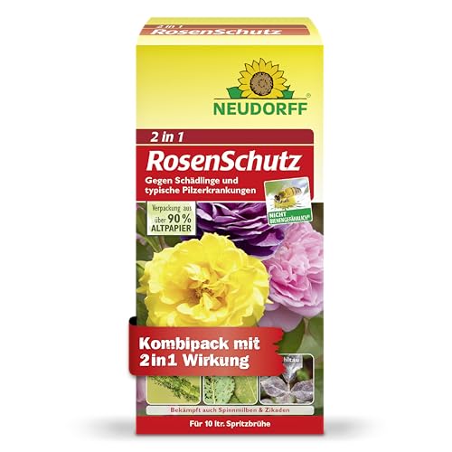 Neudorff 2 in 1 RosenSchutz – Kombipack zur effektiven Bekämpfung von Schädlingen wie Blattläuse und Pilzkrankheiten wie Echten Mehltau an Rosen, 2 Stück