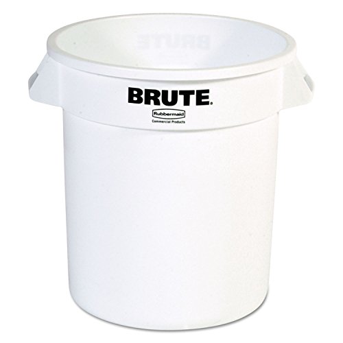 Image of Rubbermaid Commercial Products BRUTE Heavy-Duty Round Trash /Garbage Can, 10-Gallon, White, Outdoor Waste Container for Landscapers /Construction /Restaurants /Back of House /Offices /Warehouses, Pack of 6