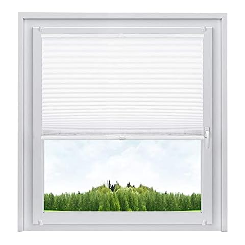 WOLTU Plissee ohne Bohren Klemmfix Faltrollo Jalousie Weiß 110x130cm Cover