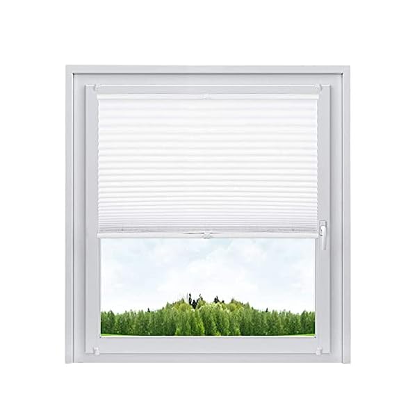 WOLTU Pleated Blinds Polyester No Drilling Easy Fix Pleated Shades Instant Temporary Privacy Blinds for Window or Door Crushed Look #391