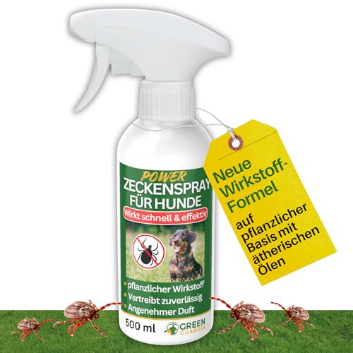 GREEN GUARDIA Zecken Abwehrspray Power-Konzentrat 500ml Pflanzlicher Zecken- & Flohschutz für Hunde Sprühfertig & sofort wirksam Ideal für Fell Liegeplätze & unterwegs mit ätherischen Ölen