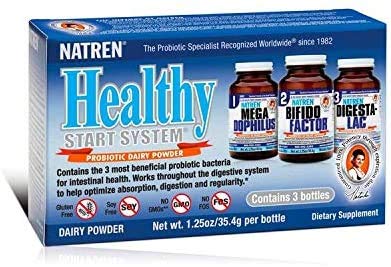 Natren Healthy Start System Probiotic Dairy Powder to Improve Digestion, Gluten-Free, 1.25 Oz (Pack of 3)