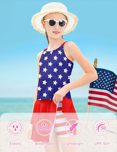Image of ALISISTER Girls Tankini Swimsuit Two Piece Bathing Suits Summer Beach Swimwear with Shorts for 7-12 Years