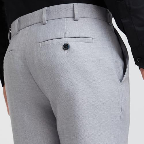 Image of Raymond Men's Slim Fit Checks Pattern Poly Viscose Blend Flat Front Formal Trouser