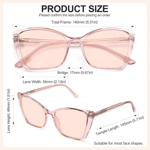 Image of Women's FL-Flex Cat Eye Tinted Blue Light Blocking Glasses for Migraine, Fluorescent Light Sensitivity, Photophobia & LED Gaming Computer Screen Glare (Light Rose /Flesh Pink)