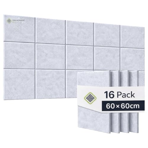 Image of YGM Acoustic Foams Luxury PET Felt Acoustic Self Adhesive Panels, 10 MM Thick, Sound Absorbing Panels for Wall | Room Noise Reducer & Sound Dampening (Marble White, 2x2 Foot - 16 Panels)
