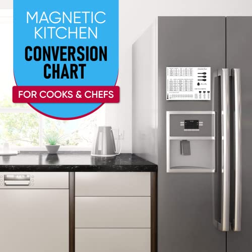 Magnetic Kitchen Conversion Chart - 6'' X 8'' Fridge Magnet For Measuring Liquid Temperature Weight Imperial Metric & Standard Measurements Cooking Baking Recipe Accessories Cooks And Chefs, White #TOP1