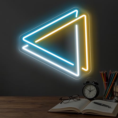 Image of Triangle Neon Sign, Abstract Wall Art, Triangle Dimmable LED Light, Modern Office Neon Sign, Home Wall Decor Room Decoration, 13 inchx11.8 inch