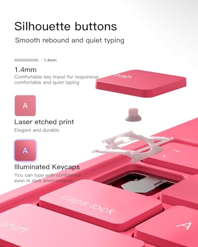 Image of Inateck NeoMagic Magnetic Keyboard Case for iPad 10th Generation 10.9 inch /11th Generation 2025 A16 11 inch, Floating Cantilever Stand, 7-Color Backlight, with Trackpad, Magic-Style Keyboard, Pink