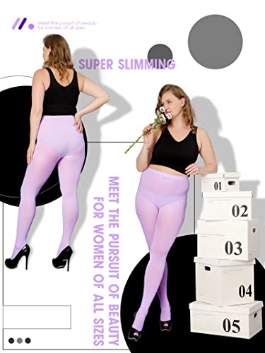Image of DancMolly Plus Size Tights for Women, Control Top Semi Opaque Nylon Pantyhose High Waist