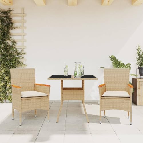 Conjunto de comedor de jardín de ratán resistente de 3 piezas 2