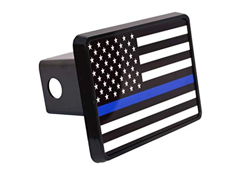 tow hitch cover police - Thin Blue Line Flag Trailer Hitch Cover Plug US Blue Lives Matter Police Officer Law Enforcement