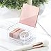 mDesign Small Plastic Cosmetic Storage Box with Decorative Hinged Lid, Mini Organizer Container for Vanity, Countertop, Cabinet - Holds Lipstick, Blush, Jewelry - Lumiere Collection - Clear/Rose Gold
