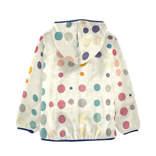 Colored Dots Girls Fleece Jacket Girls Fall Jacket Girls Zip Up Hoodie Girls Sherpa Jacket 2-10T2