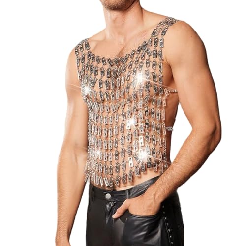 Haut de danse pour club et festivals débardeur miroir ajouré pour homme tendance
